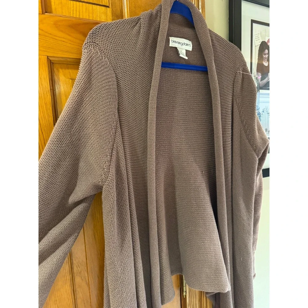 Bloomingdale's‎ Open Front Cardigan Taupe Drape Coatigan Womens XL